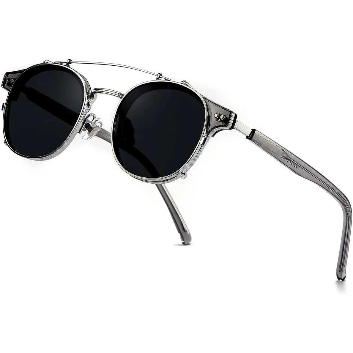 Pedro Steampunk Double Lens Clip  Men Sunglasses Retro Polarized Double Bridge Metal Frame UV 400 Protection