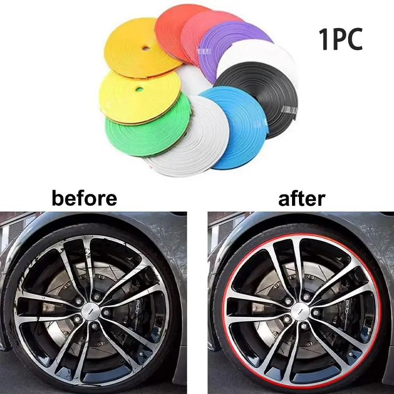 8 Meter Durable Rubber Wheel HUB Protector, Universal Tire Side Scratch Guard Decorative Strip, Car Exterior Modification Accessory Automotive