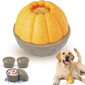 Frozen Dog Treat Toy for Aggressive Chewers, Treat Dispensing Enrichment Toy – Freezable Interactive Chew Toy to Keep Dogs Busy – Durable Dog Puzzle Feeder for Boredom Relief, Yellow