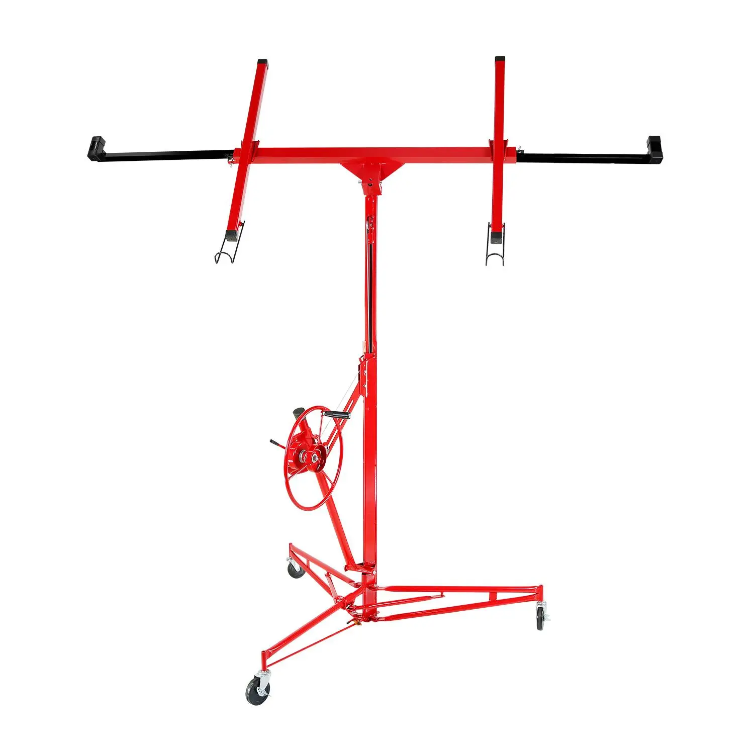 Drywall Lift Jack 150LB Capacity, 6.2FT-16FT Adjustable Height, 60° Tilt & 360° Rotation, Heavy Duty Steel Sheetrock Hoist with Wheels for Ceiling & Wall Installation, Professional Panel Lifter
