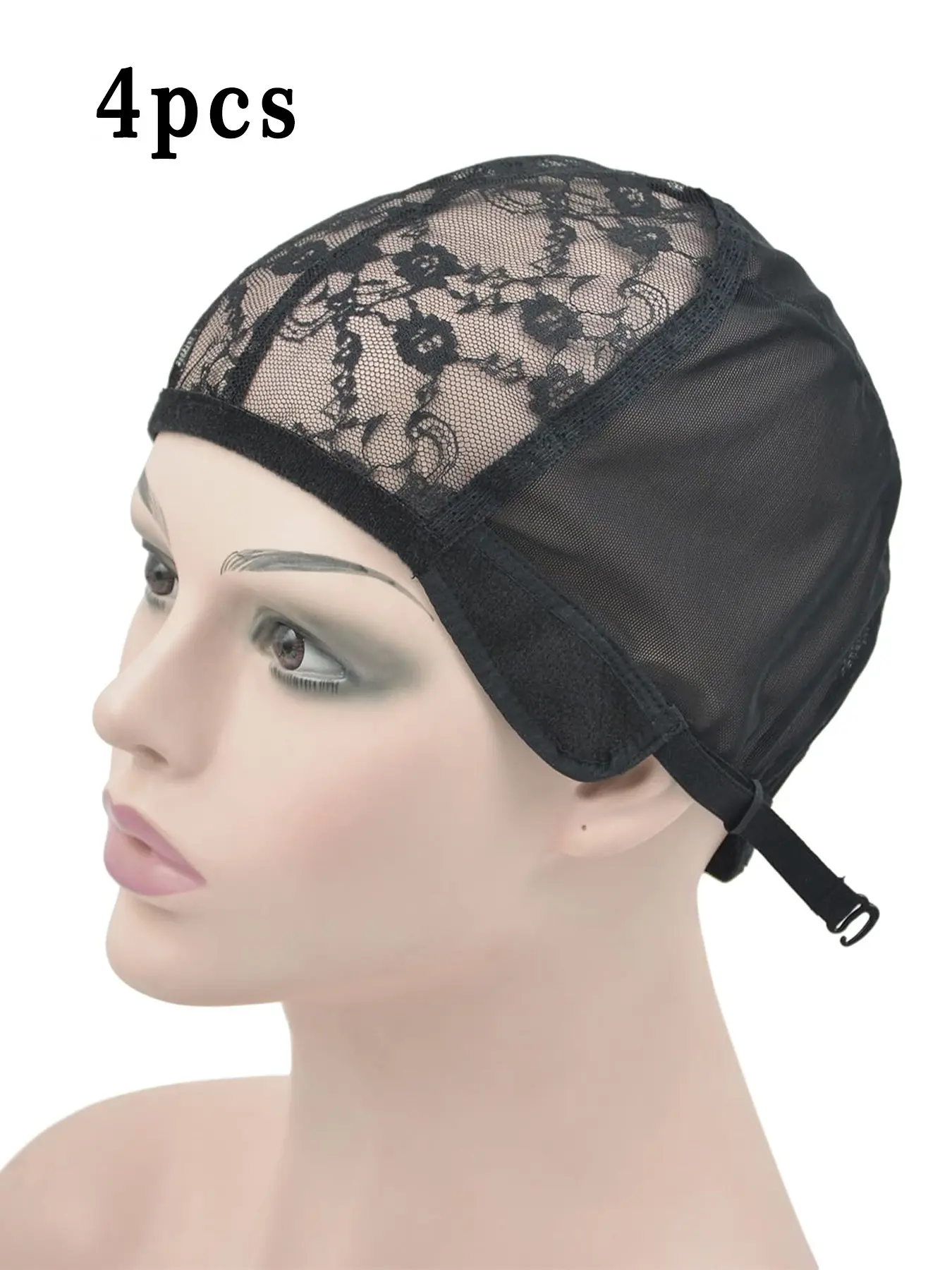 Lace Wig Making Caps ,Lace wig caps for wig making, Wig Cap Mesh Wig Cap for Making Wigs with Elastic Adjustable Straps（Black，One Size）