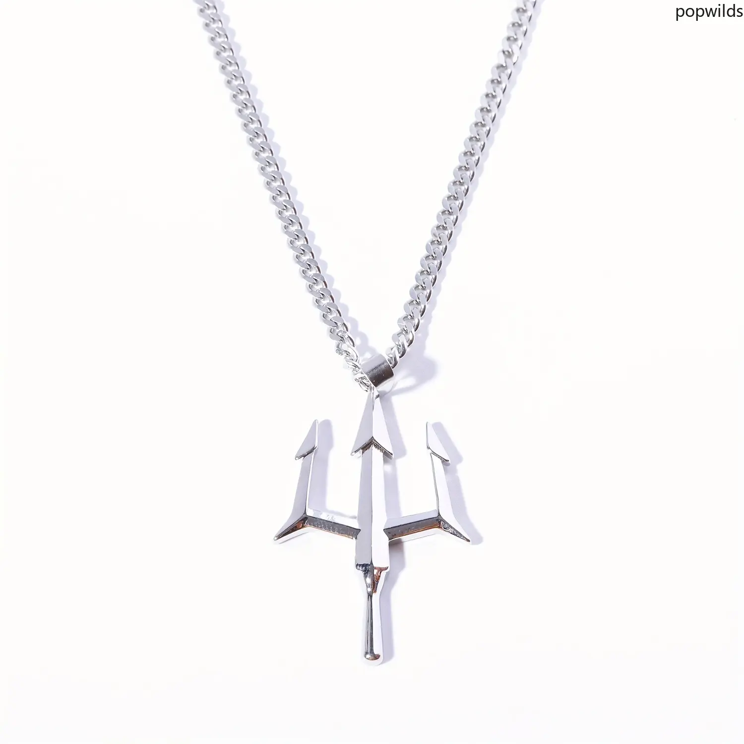 Trident Cross Pendant Necklace Unisex Hip Hop Niche Accessory Cool Stainless Steel Chain Fashion Street Style Wearing Jewelry Unique Daily Party Ornament Gift For Men Women