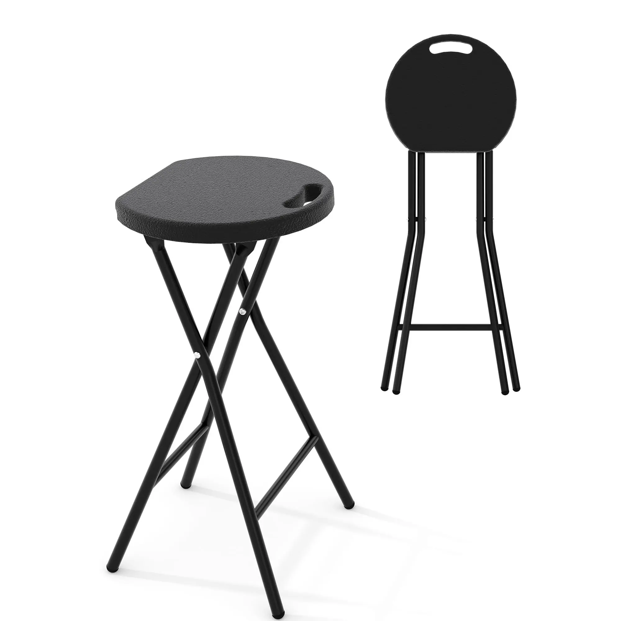 Folding Stool with Handle,Folding Bar Stool with Safety Lock, Metal and Plastic Foldable Stool