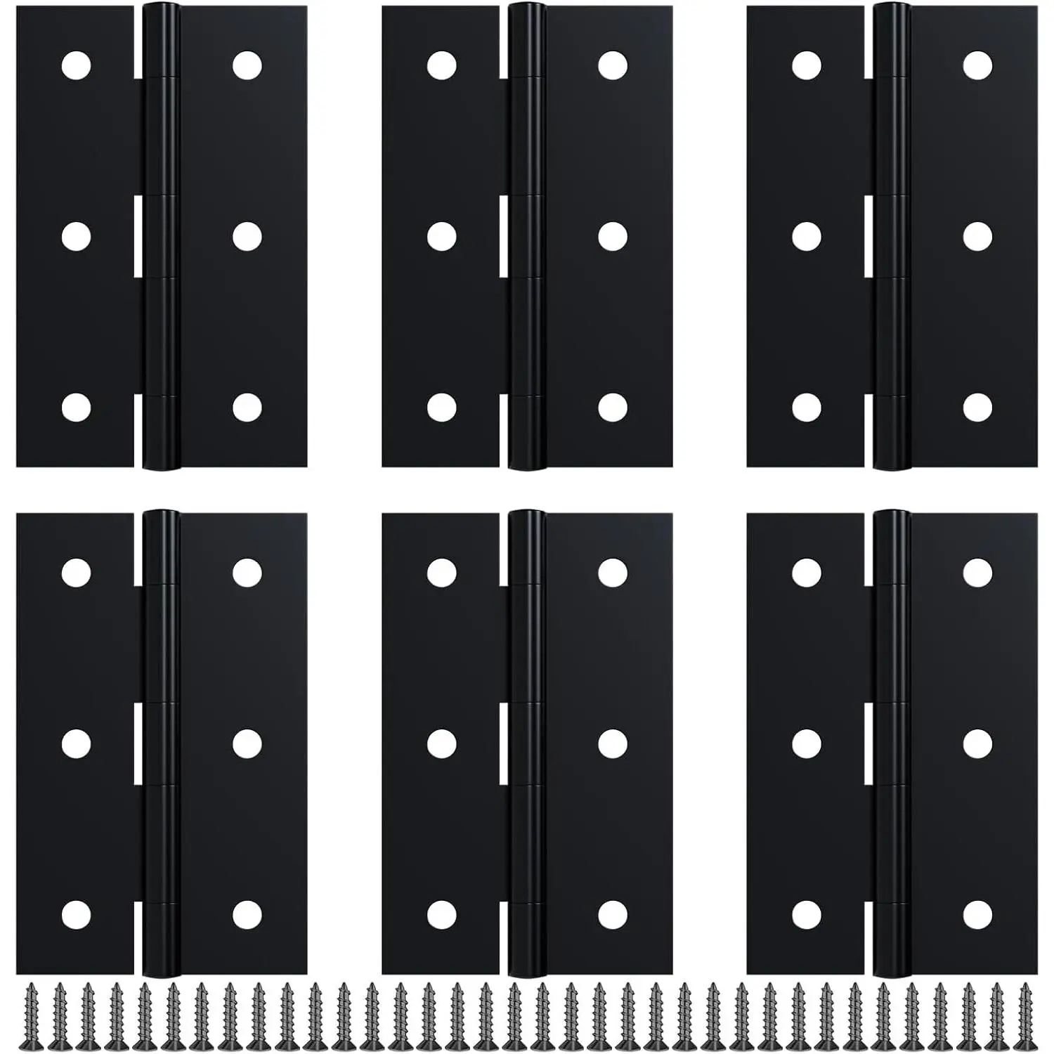 6 Pack 2.5” Black Door Hinges with Screws for Doors, Cabinets, DIY ProjectsGift