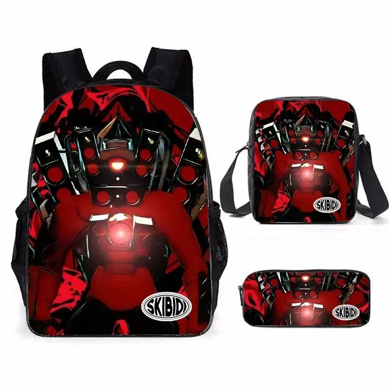 Cartoon Character Backpack Set, Kids Student School Bag with Pencil Case and Lunch Bag, 3PCS Lightweight Water Resistant Backpack