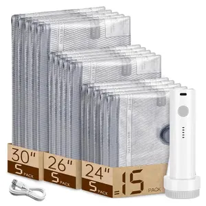 [2026 Upgraded] X7 Cordless Travel Vacuum StorageCompression Bag Set with Rechargeable air Pump 15 PackWaterproof &Reusable Compression Packing Bags for3Size, 140L/Min Powerful Air Removal,Perfect for Carry-On Suitcases Summervibes