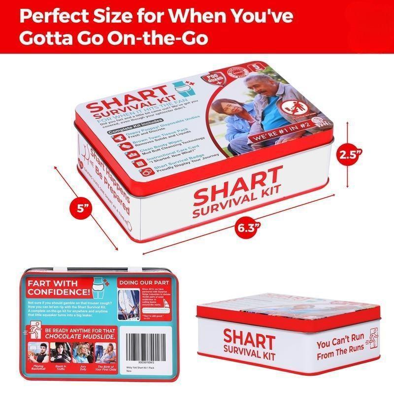 【Valentine's Day】Funny Shart Survival Ultimate Poop PrankGag Gift Set Contains Wet Wipes Disposable Underwear Tissues and Hilarious Badge. Novelty Fart Potty Pack Greatfor Friends or Family Humorous