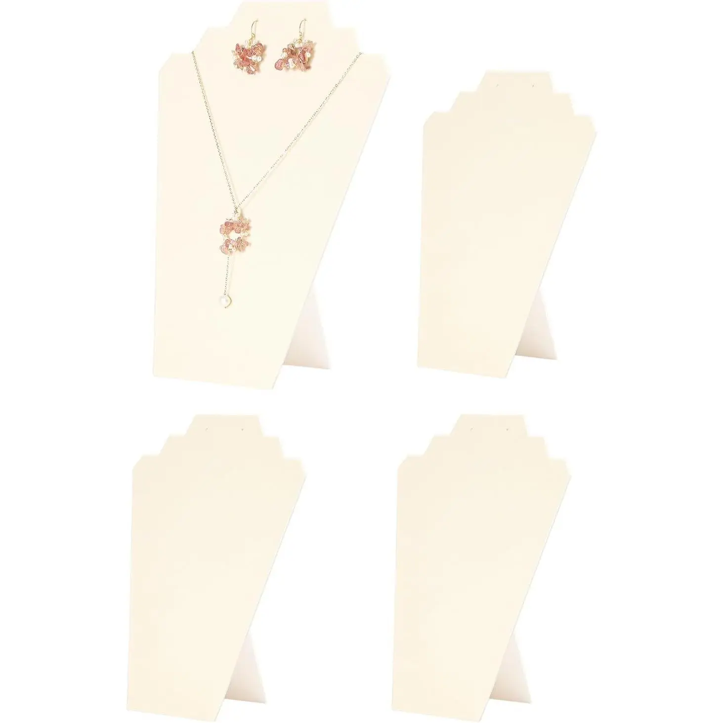 4 count/Set Beige Necklace Earring  Set Display Stand, Foldable  Necklace Bust Easel Chain Necklace Holder Organizer Rack for  or Store Show