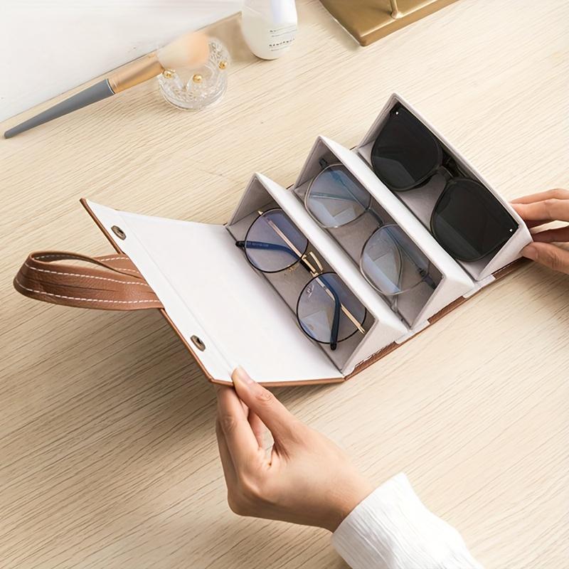 Multi-layer Hanging Glasses Organizer, Foldable Eyewear Case with Dustproof & Scratch-proof Design, Space-saving for Travel/Office/Home, Portable Sunglasses Organizer