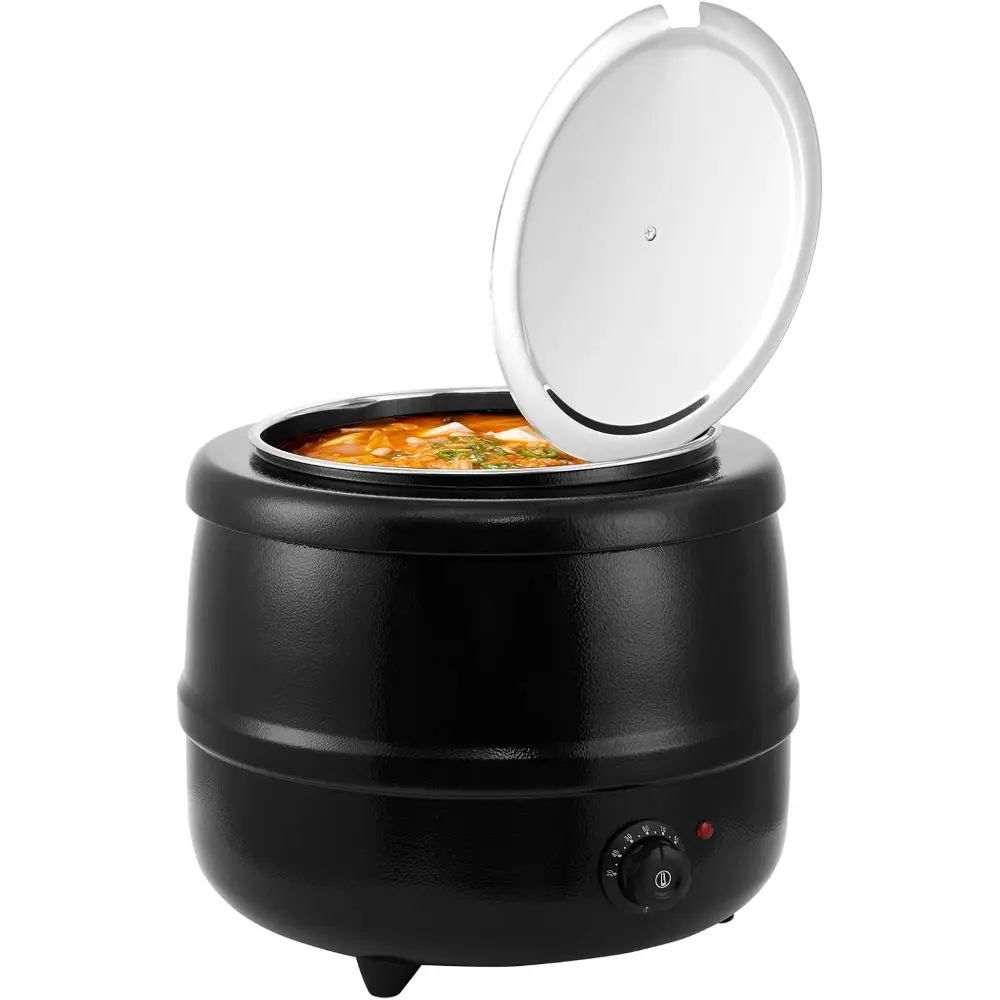 13.7QT Commercial Electric Soup Kettle with Hinged Lid & Stainless Steel Removable Insert Pot, Portable Soup Warmer for Restaurants, Catering, Buffet & Party