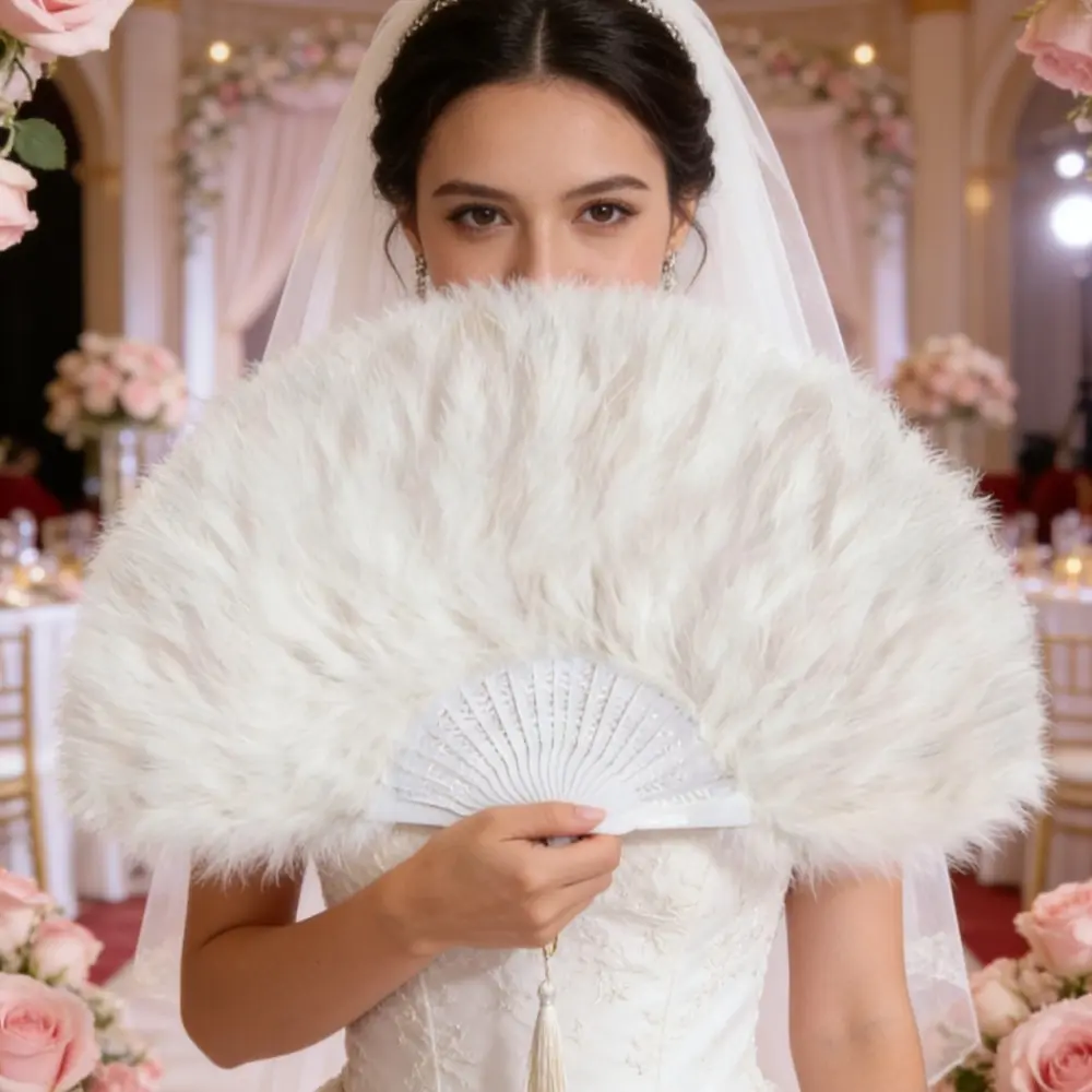 Feather Fan Vintage Style Party Accessory, Perfect for Costume Performances & Dress-Up Queen Essentials, Retro Aesthetic Tiktok Goodie