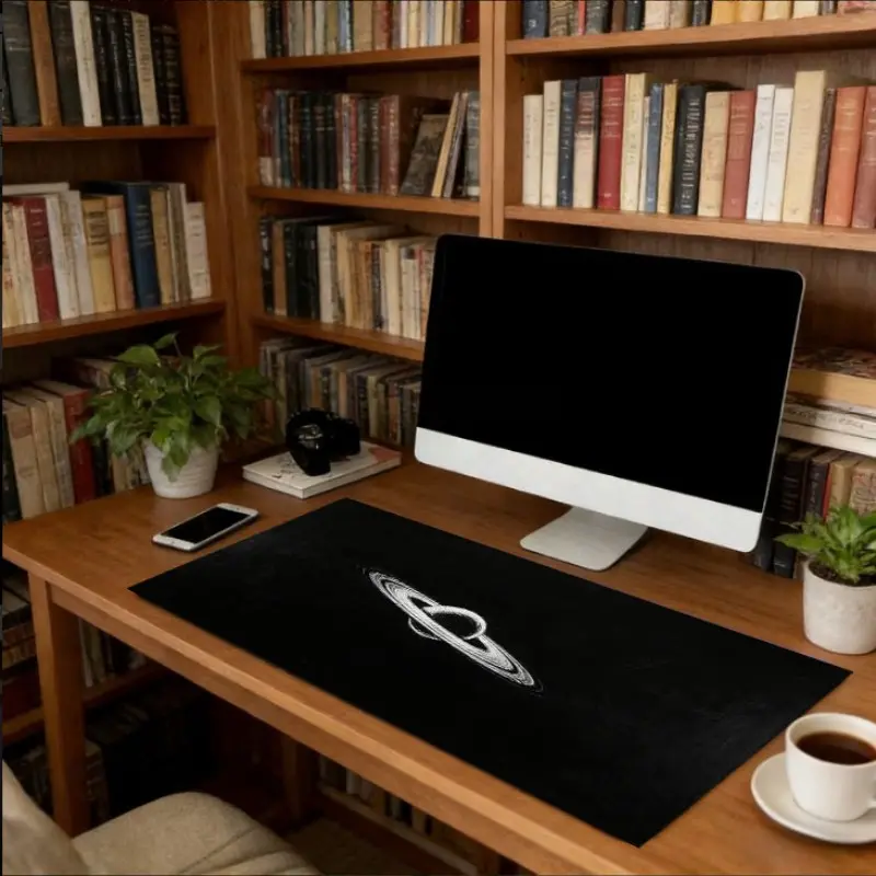 1pc Dark Academia Aesthetic Saturn Planet Large Desk Computer Mouse Pad,Non Slip Base Durable Non Slip Mousepad Keyboard Mat For Gaming Setup Gaming Deskmat Home Office Decor