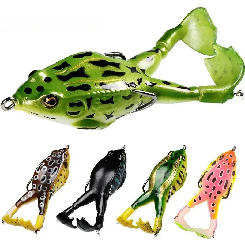 5PCS Frog Topwater Diving Lures - 13.5g Wobblers with Double Props, Rotating Fin Mayhem, Silicone Treble Hooks, Versatile Depth Control, Secure Grip, Realistic Look - Saltwater Fishing Lures, Father's Day Gift Fishing Equipment