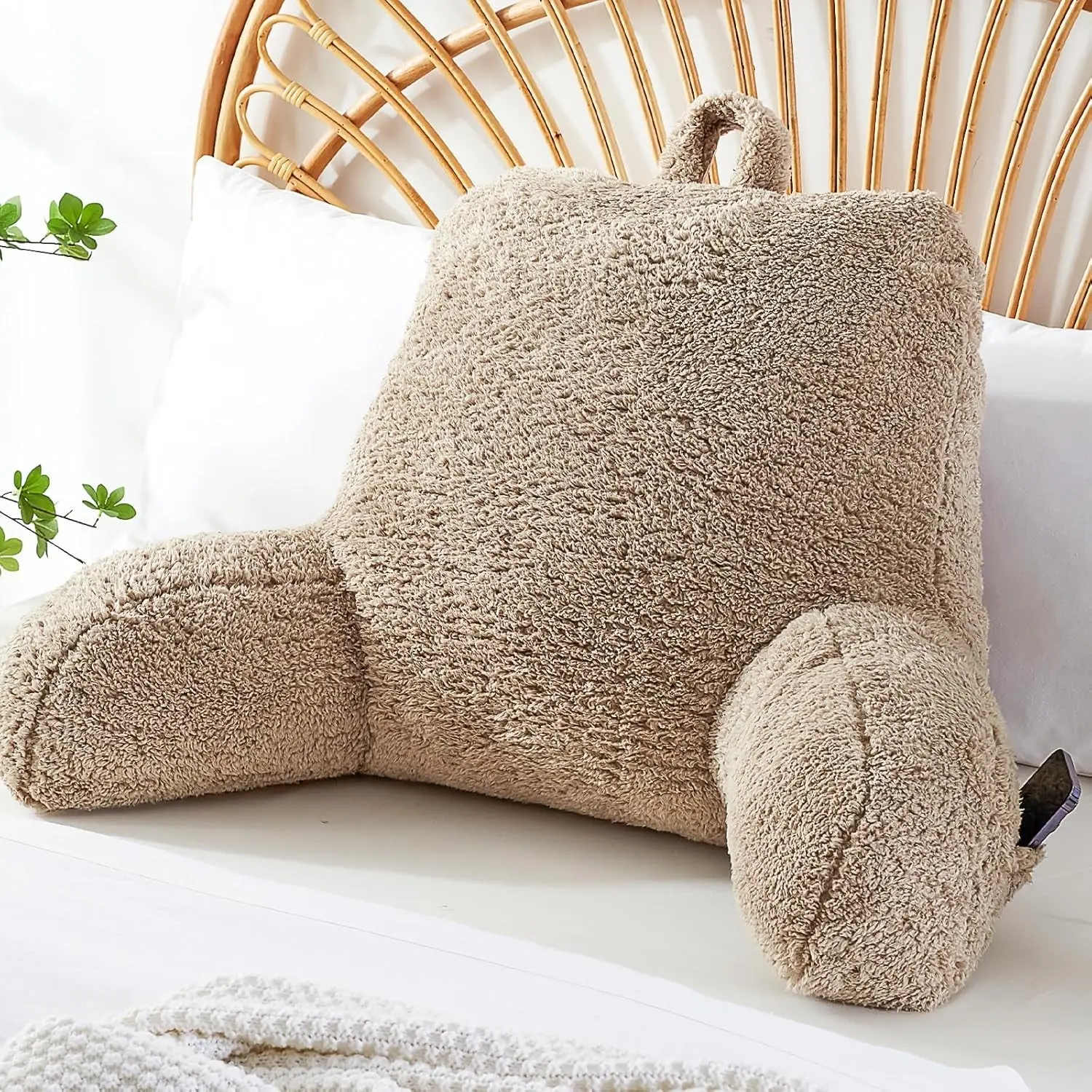 Reading Pillow for Sitting in Bed, Back Pillow Reading Pillow with Arms & Back Support, Dorm Room Essential for Girls and Boys Bed Chair Pillow