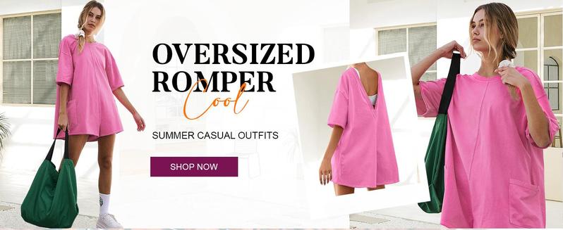 Imily Bela Rompers for Women 2025 Summer Athletic Oversized Romper Short Sleeve Jumpsuit with Pockets