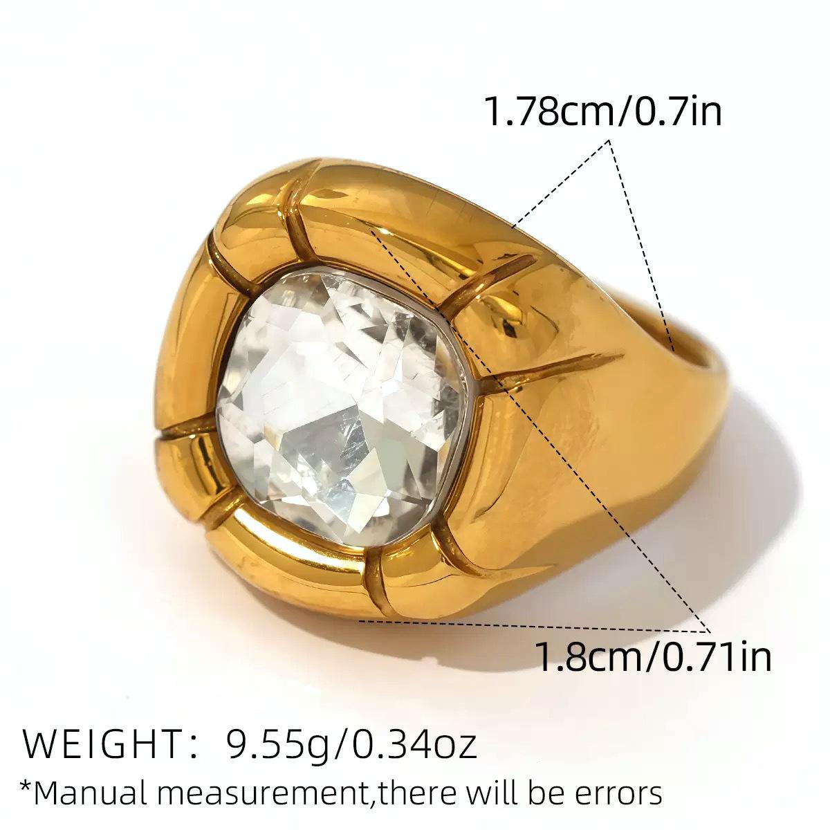 1pc 18K Gold Plated Geometric Line Zircon Open Ring for Women, Stainless Steel Adjustable Stackable Trendy Minimalist Statement Jewelry, Elegant Chic Birthday Holiday Anniversary Gift for Girlfriend Sister Bestie Gold-Plated Striped Couple Stacking