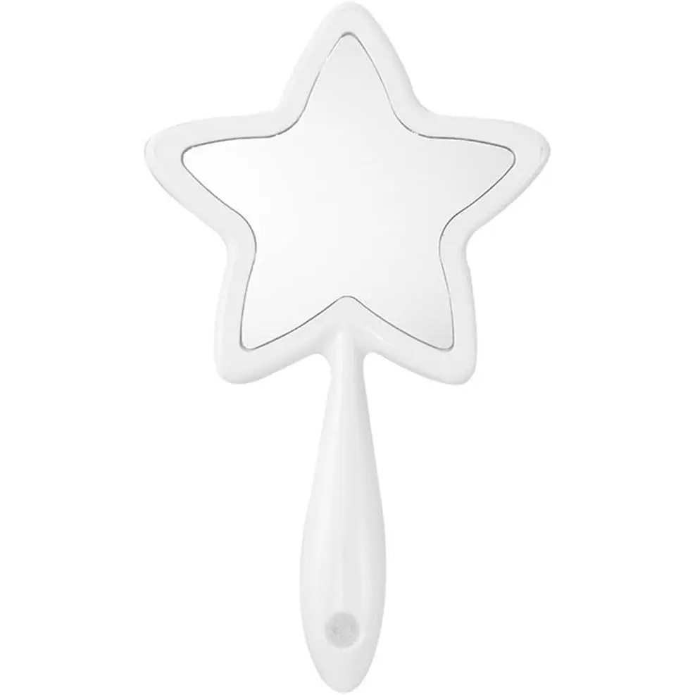 1 count -Shaped Handheld Mirrors Plastic Travel Makeup Handheld  Mirror Personal Portable Handle Mirror for  Makeup, Travel, Camping, , White