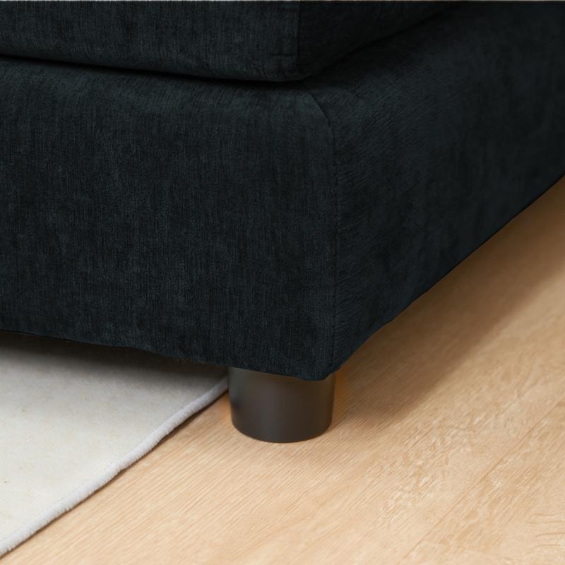 144" U-Shaped Sectional Cloud Couch – Modern Chenille Modular Sofa Set with 6 Seats, Movable Ottoman, Cup Holders & Hidden Storage Console, Comfy Fluffy Black Grey Sectional Sofa for Living Room or Apartment 20.27“ Seat Height