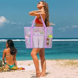 Mesh Beach Bags for Women, Summer Beach Tote Bags for Women,Sand-Resistant Pool Tote, Beach Bag for Toys & Vacation Essentials