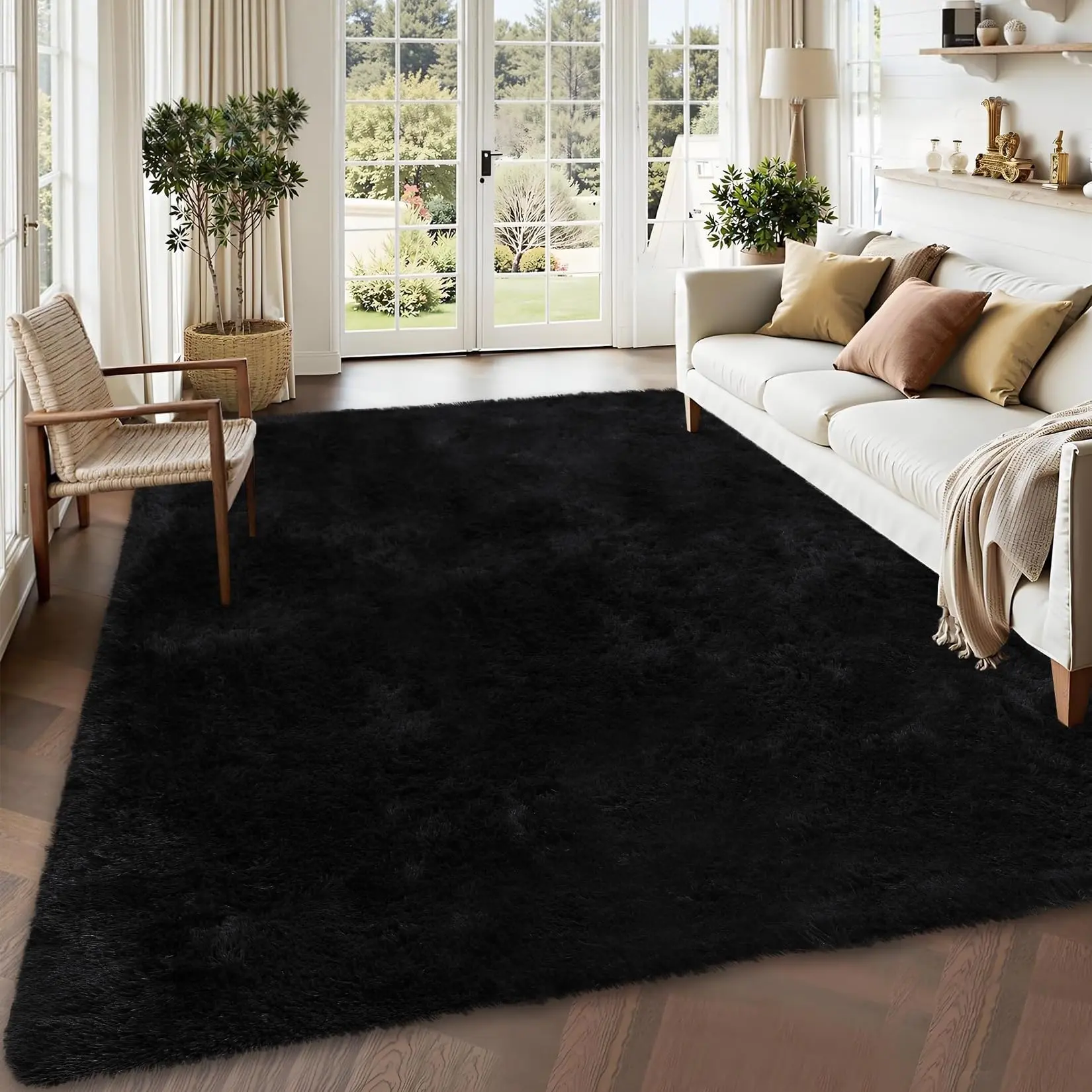 2*6ft/5*8ft/6*9ft/8*10ft/9*12ft/10*13ft Giant Plush Area Rug, Tie-Dye Shag Carpet with Non-Slip Backing & Machine Washable Design for Great Room, Home Theater & Living Room