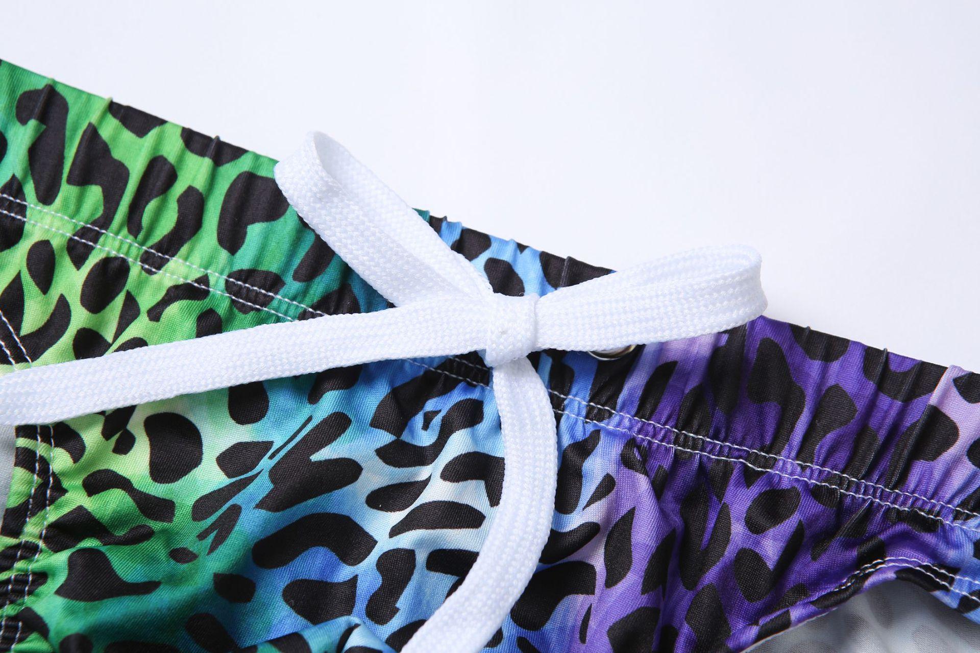 Men's Swim Trunks Hot Spring Beach Low-Rise Triangle Swim Trunks Leopard Print Digital Print