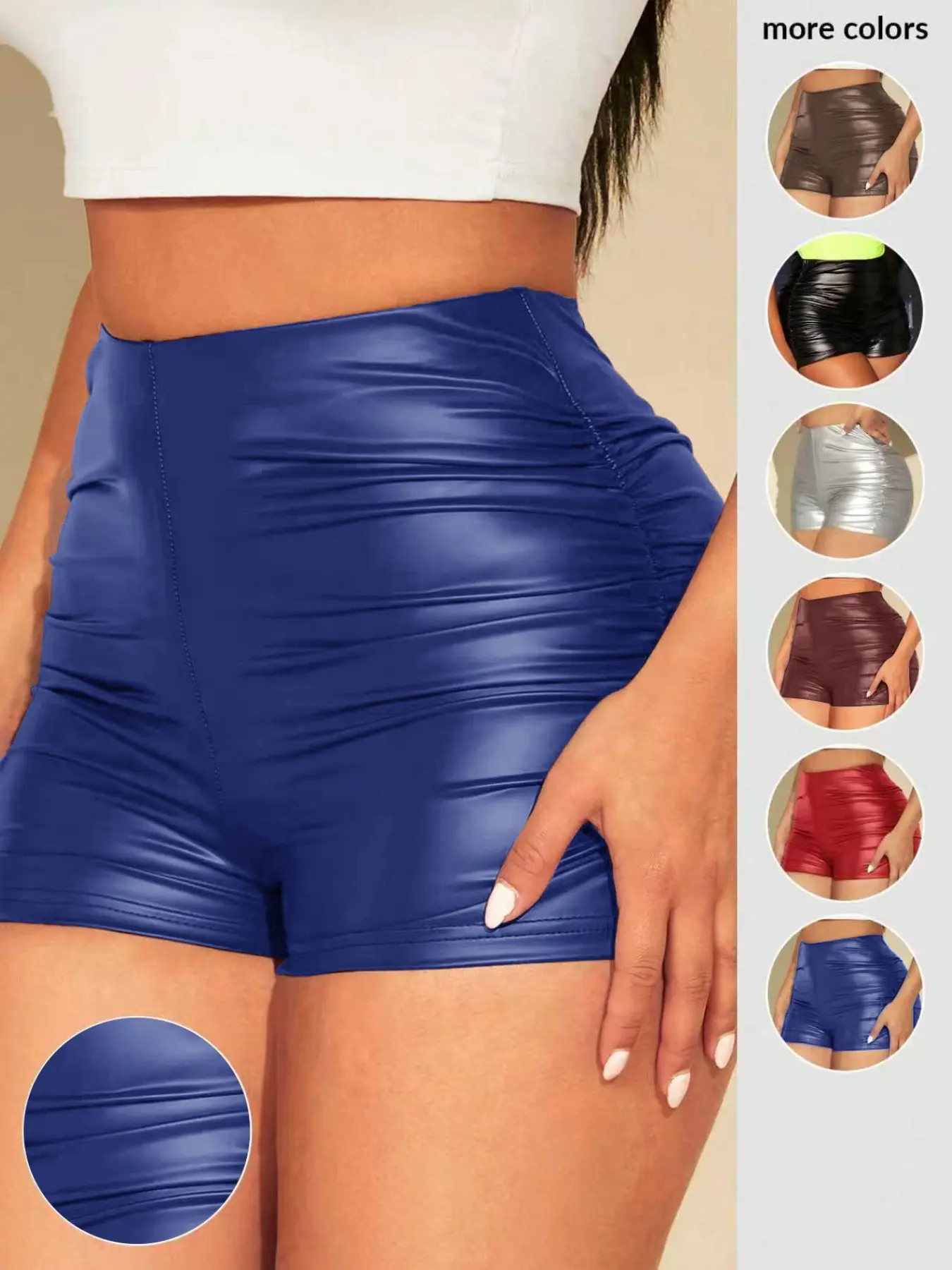 Women's High-Waisted PU Leather Shorts, Slim-Fitting Bodycon Hot Pants, Fall Winter Fashion, Side Pleats Design, Chic Bottoms