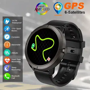 GPS 6-Satellites Smart Watch Compass Altimeter Barometric 170 Sport Modes Smartwatch For Fitness 5ATM Waterproof 1.32" AMOLED BT Call Smartwatch