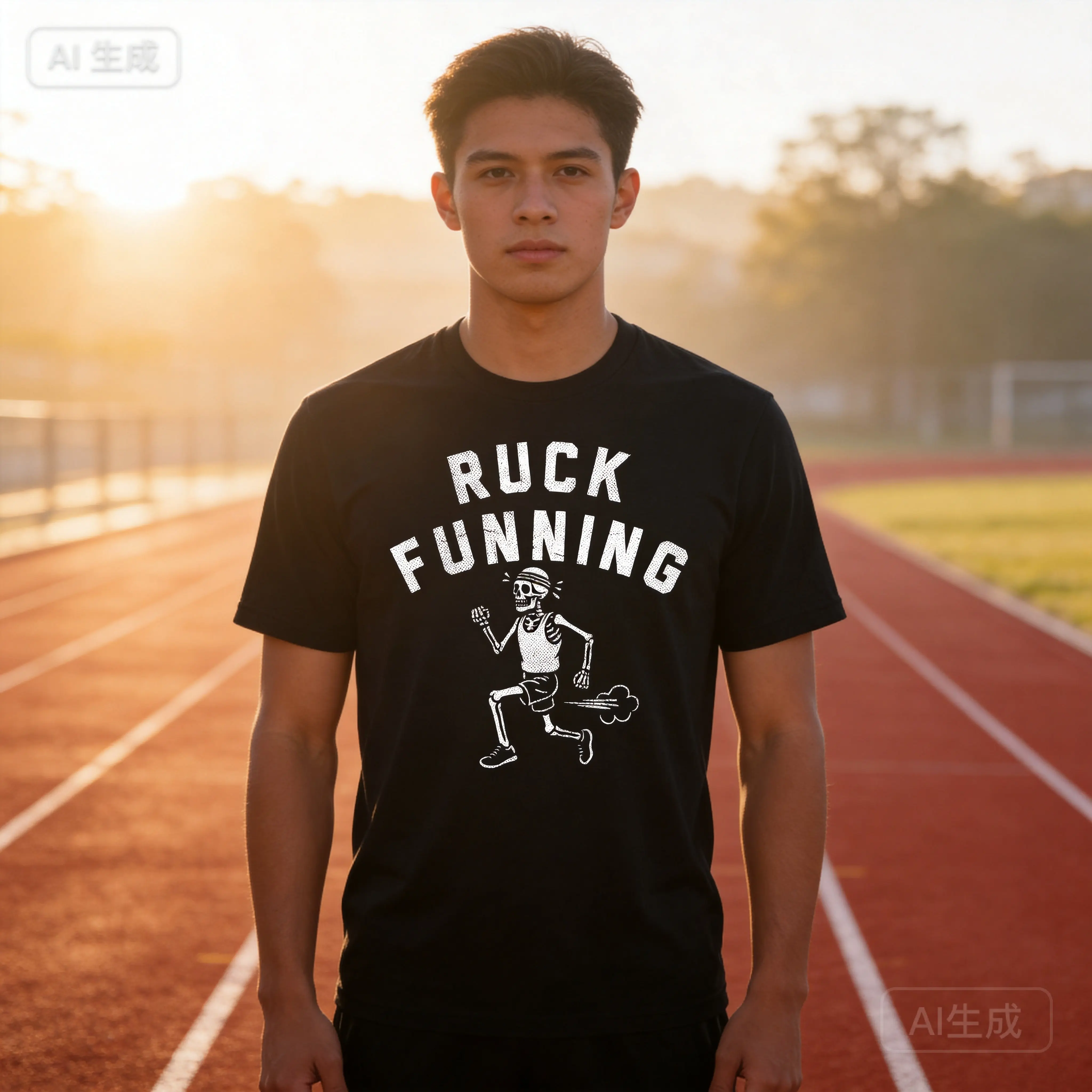 Skeleton Runner Funny Fitness Humor Graphic Tee