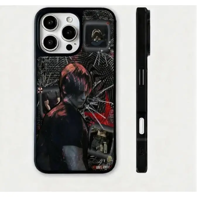 Resident Evil Leon Collage Smartphone Casing - Retro Horror Gaming Vibe, Compatible with iPhone 7,8,11,12,13,14,15,16,17 ProMax, Handheld Cellphone Devices Case