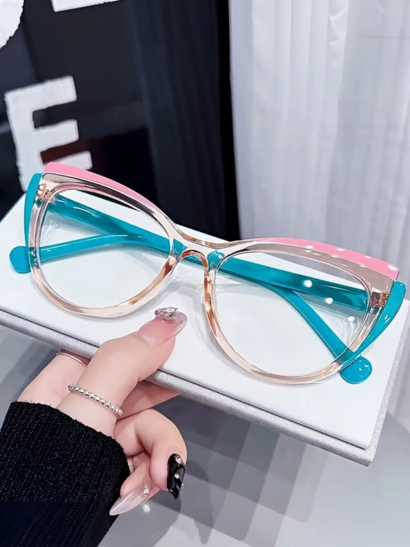 Unisex Retro Cat Eye Optical Glasses, Casual Stylish Glasses, Leopard Print Colorblock Fashion Design, Lightweight Comfortable, Perfect for Daily Wear & Holidays