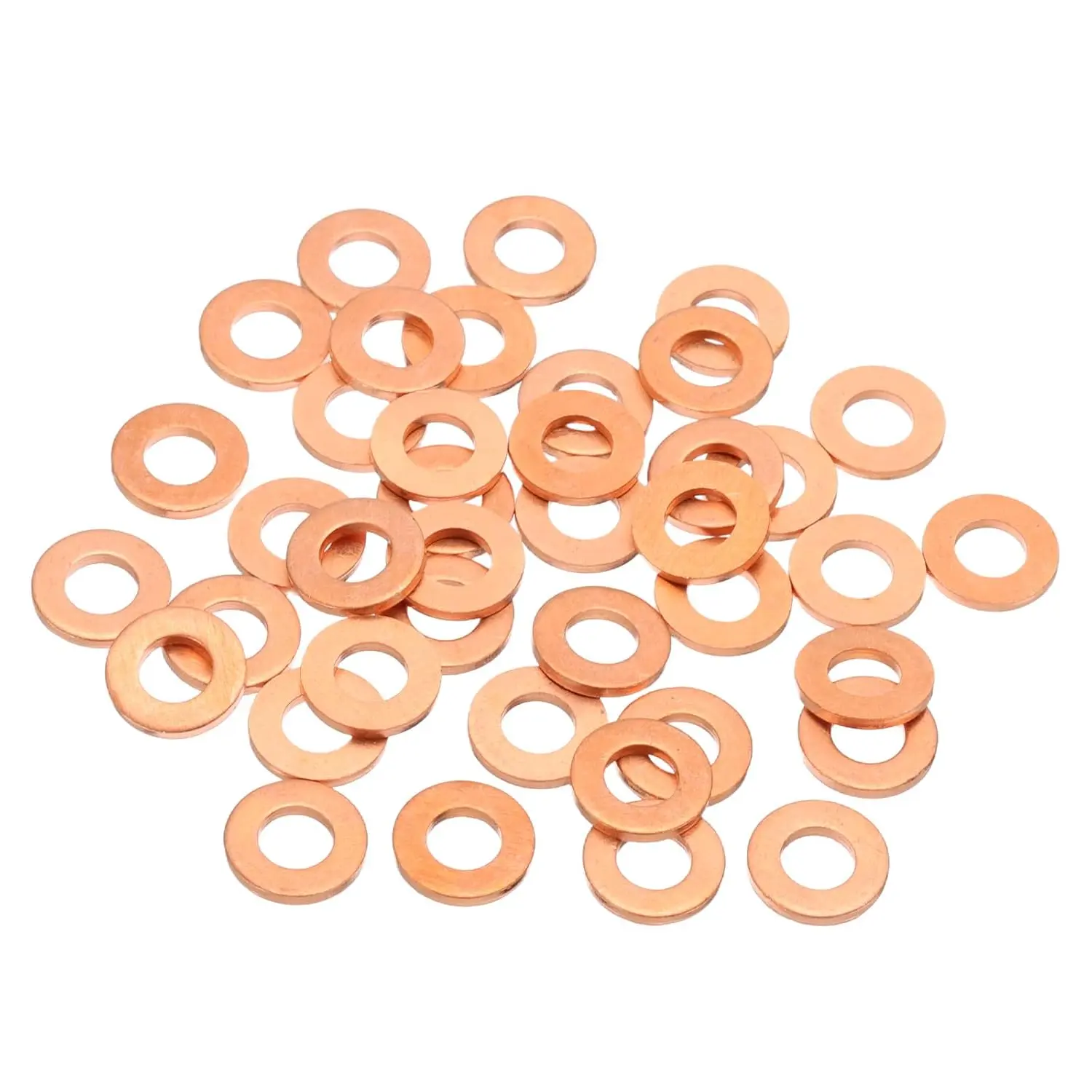 40 count M6 Flat Copper Washers, 6x12x1.5mm Copper Upgraded Flat Gasket Metric Sealing Crush Ring Washers for Hydraulic Fittings Screw Bolt Nut  Repair