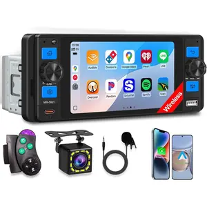 Single Din  Stereo with   ,  Radio with 5" IPS Touchscreen,   5.2, ,  Backup Camera, GPS, USB & Type-C, FM/AM/RDS,  Play Stereo for