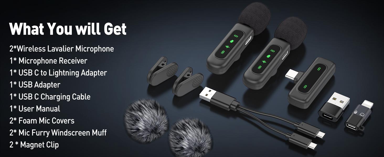 Mini Wireless Lavalier Microphone for iPhone and Android, Lapel Mic with Magnetic Clip-on for Video Recording, Lav Mic with LED Display for Podcasting, Vlogging, Content Creation and Interviews Mini Wireless Lavalier Microphone for iPhone and Android, Lapel Mic with Magnetic Clip-on for Video Recording, Lav Mic with LED Display for Podcasting, Vlogging, Content Creation and Interviews