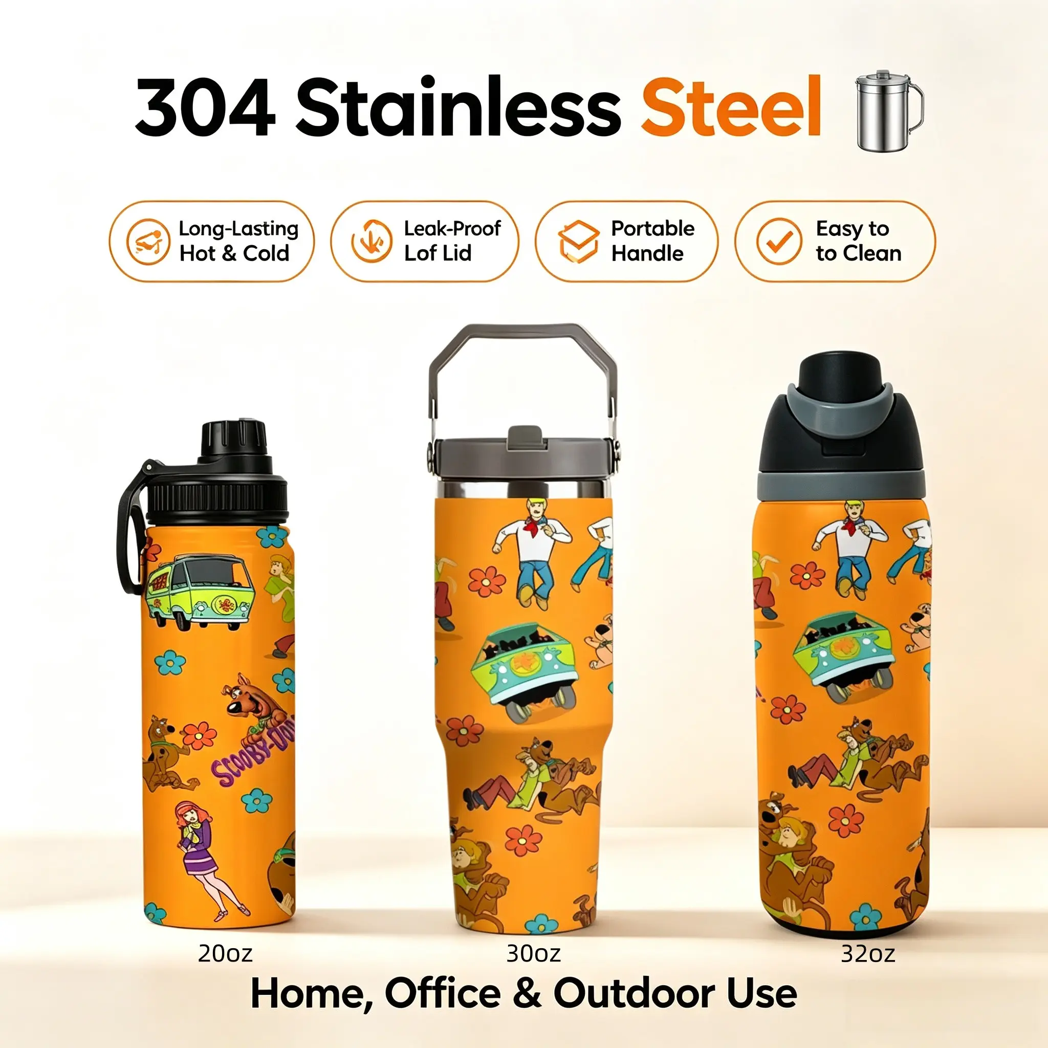 1pc Insulated Stainless Steel Water Cup, Retro Cartoon Dog Pattern, Leak-Proof Travel Tumbler, Portable Drinkware for Hiking, Birthday Gift for Kids