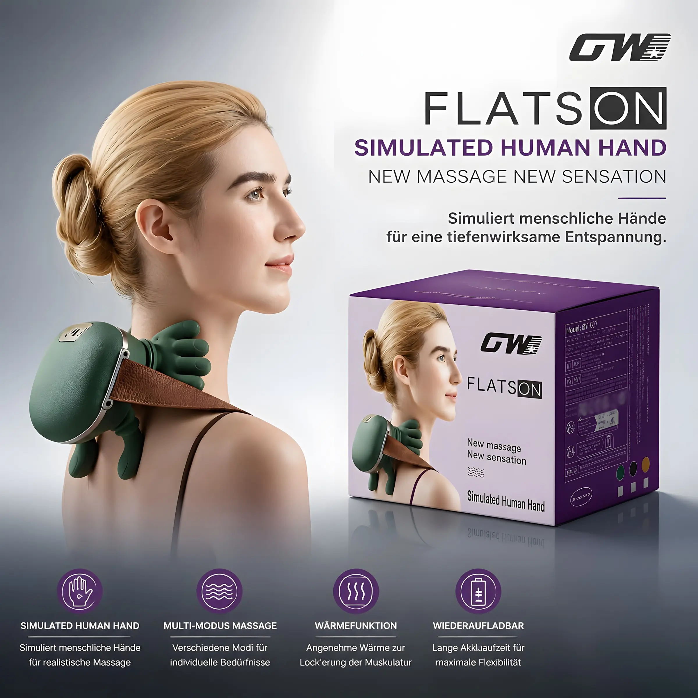 USB Heat Neck Shoulder Massager, 6D Realistic Massage Technique, Relaxes Neck Shoulders Back, Deep Muscle Relief, Home Office Essential, Relaxation Aid