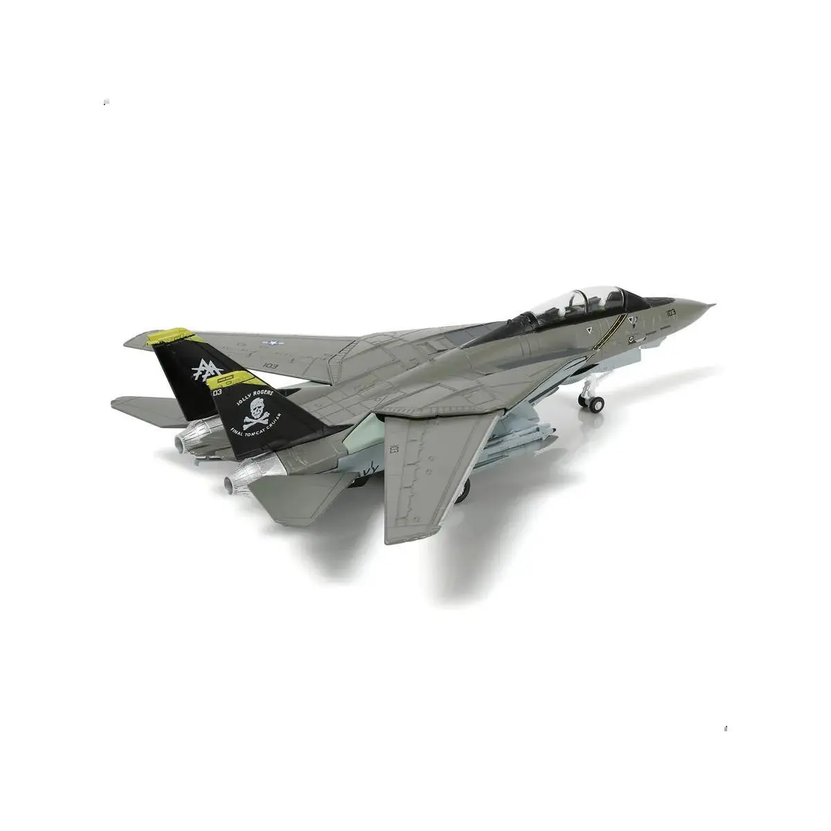 Die-Cast Metal Model F-14 Tomcat with Authentic VF-84 Markings, 1:100 Scale Naval Jet, Metal Body, Collectible for Aviation Enthusiasts, Choking Hazard Small Parts Note