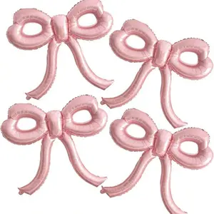 Pink Bow Shaped Foil Balloons, Cute Coquette Style Bow Balloon, Large Bow Aluminum Balloon for Girls Birthday Party, Bachelorette, Baby Shower & Coquette Themed Party Decor,Gender Reveal, Baby Shower Favors, Boy Mom, Pregnancy, 1st Birthday