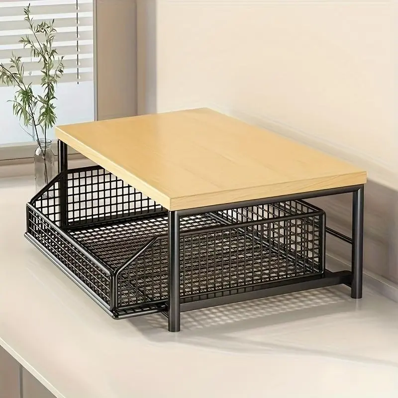 Countertop Microwave Shelf with Drawers, Space Saving Multifunctional Storage, Perfect for Coffee Makers, Tea Bags, Cutlery, Gift Idea