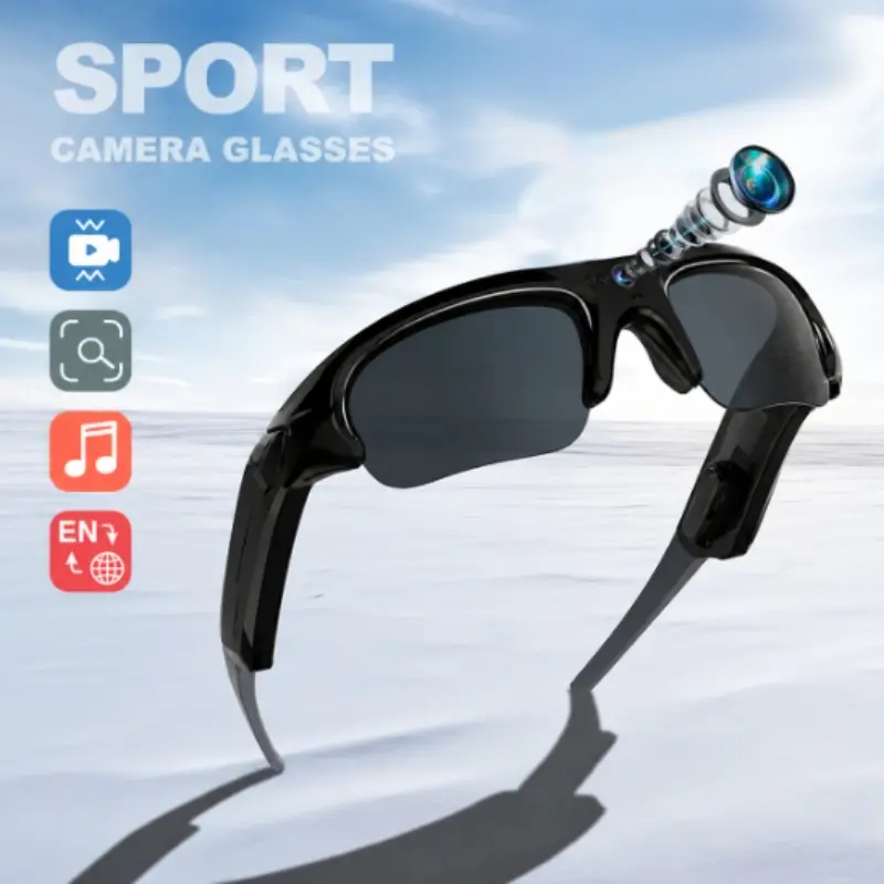 1080P Camera Glasses with WiFi APP, First Person POV Video Recording, Smart Sports Sunglasses with TF Card Storage and UV Protection for Cycling, Travel & Outdoor, Smart Wearable Glasses