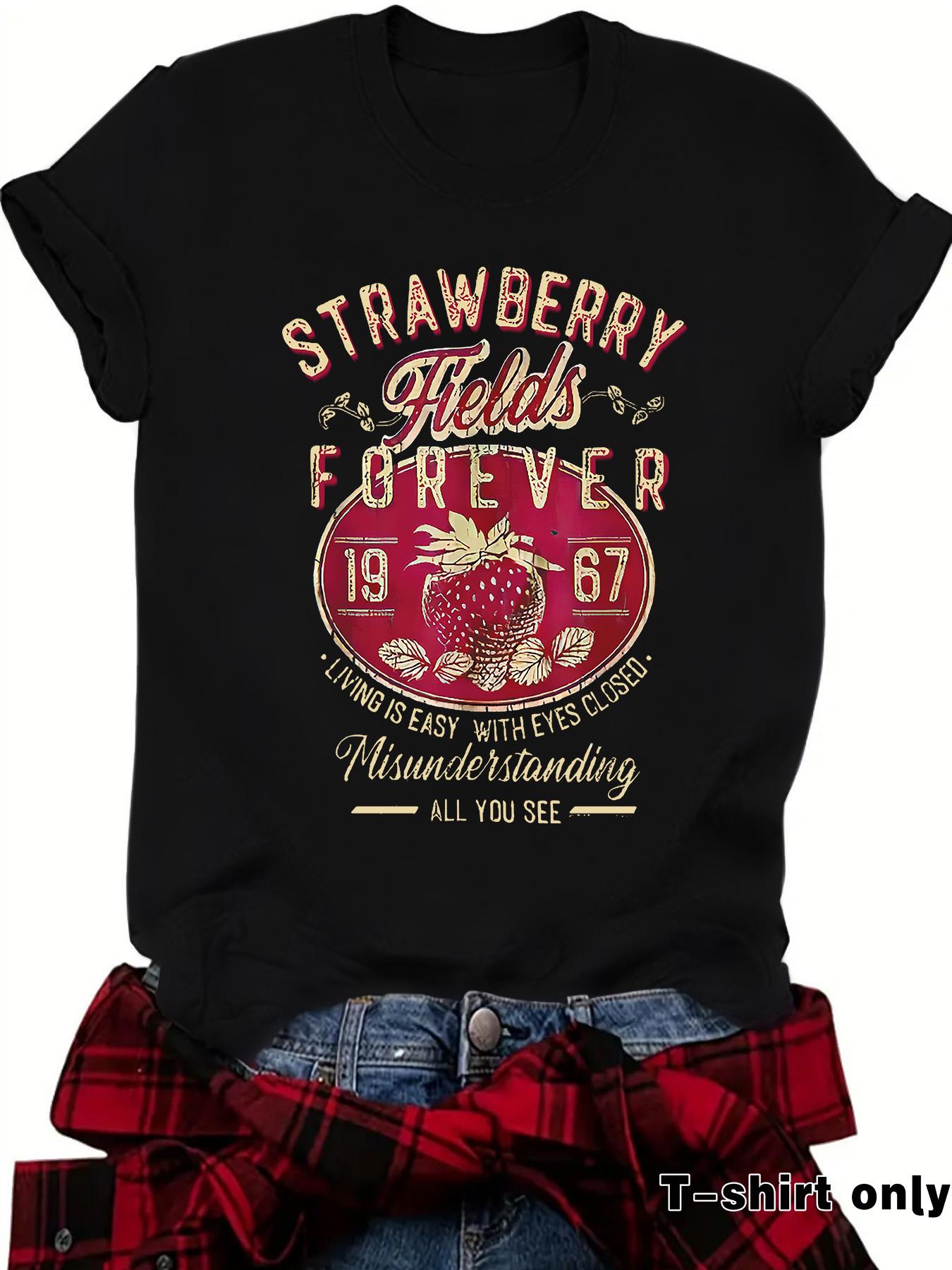 Women's Letter Print Round Neck Tee, Casual Short Sleeve Crew Neck T-shirt for Summer, Fashion Women's Top for Daily Wear
