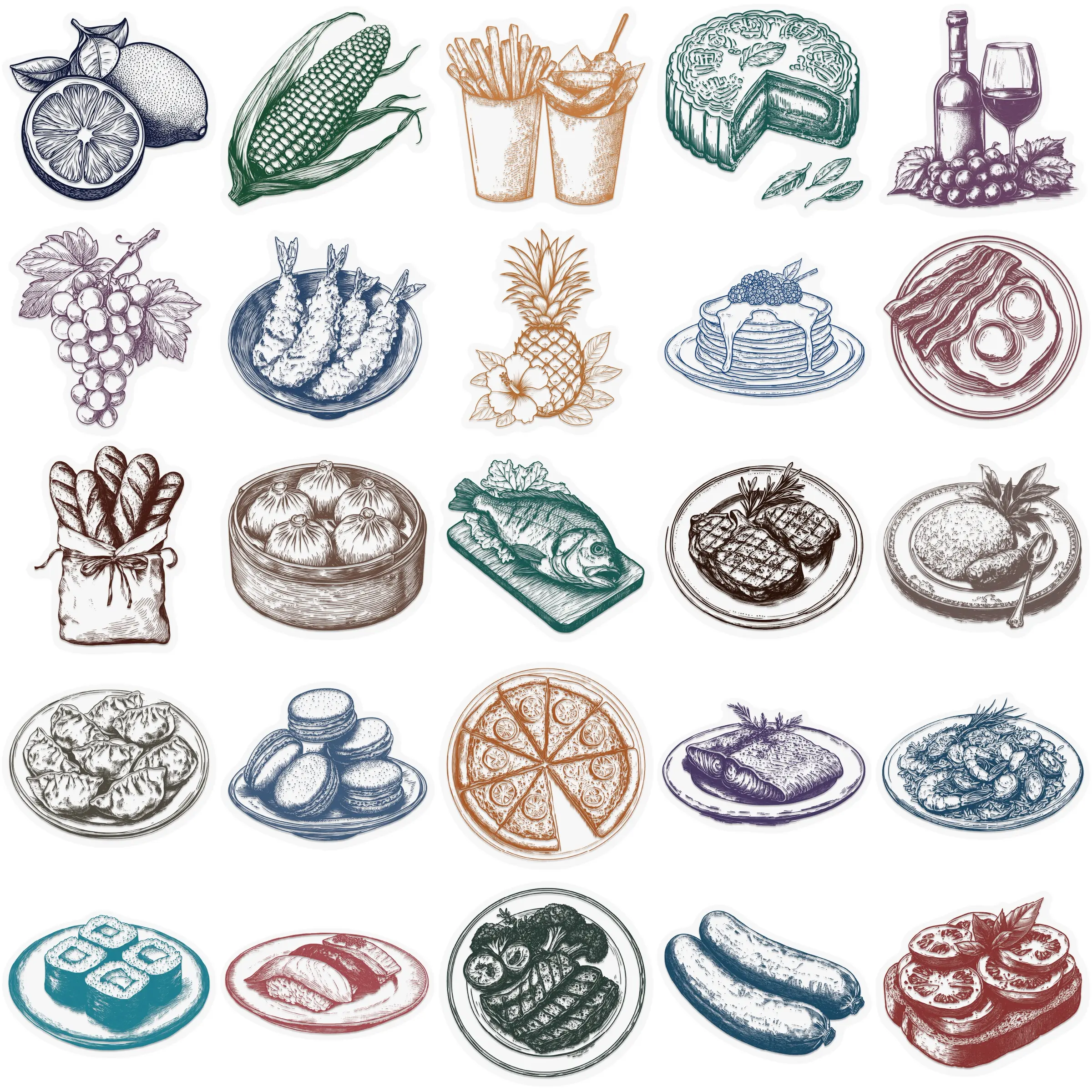 Food Stickers, 50Pcs Cute Fast Food Sticker Chips Hamburger Stickers Yummy Aesthetic Waterproof Deals for Kids Teens Girls Vinyl Sticker for Laptop Hydro Flask Phone Skateboard Luggage