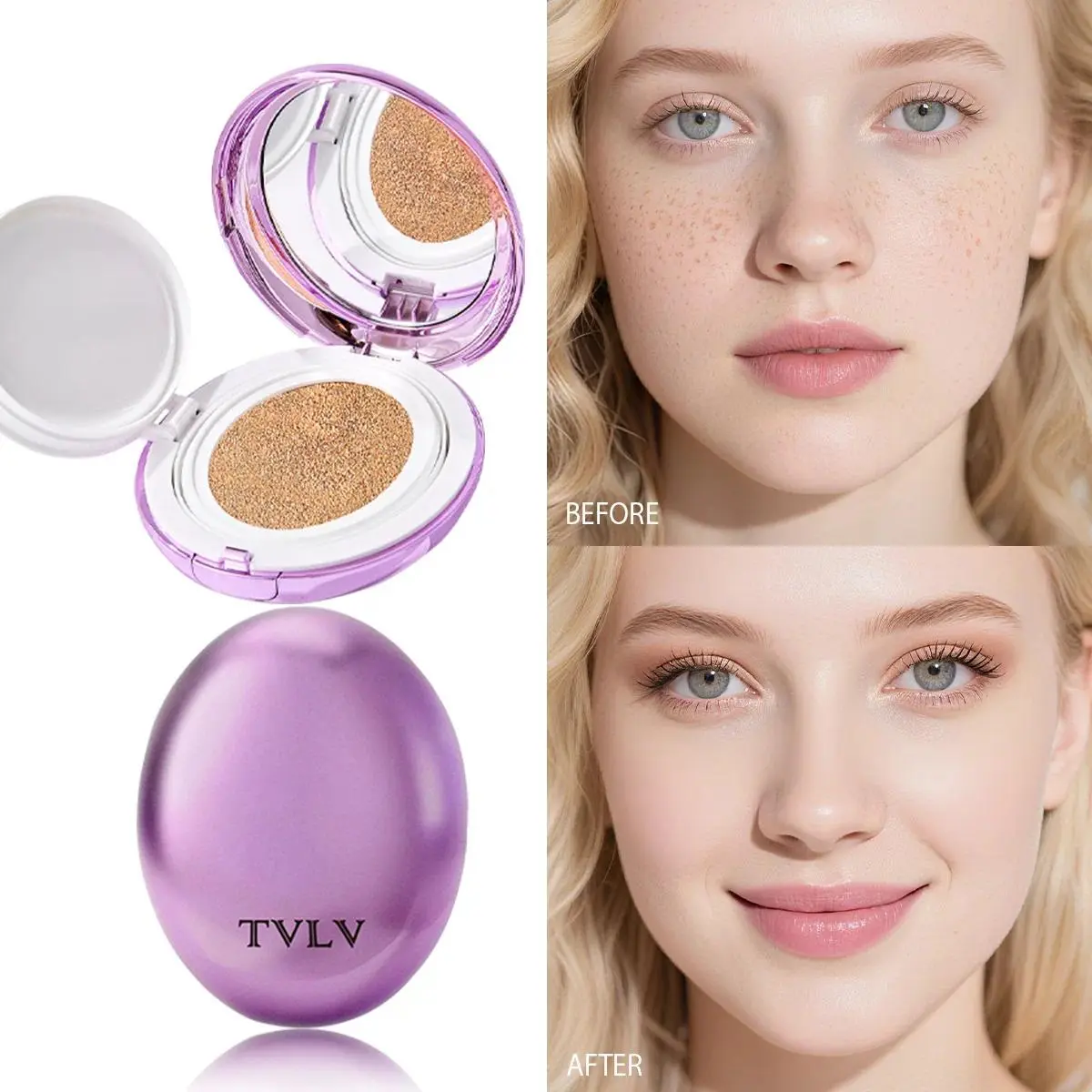 Korean Air Cushion Concealer Foundation, SPF Makeup Base with Soft-Focus Filter, Lightweight Non-Cakey, Long-Lasting Matte Cover