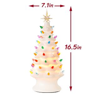 Table Top Christmas Tree, Hand Painted Resin Christmas Tree with Lights, Pre-lit Xmas Tree Decor Lighted Tabletop Decoration with Multicolored LED Bulbs, Ceramic-Like Finish Ornaments Green Table Top Christmas Tree, Hand Painted Resin Christmas Tree with Lights, Pre-lit Xmas Tree Decor Lighted Tabletop Decoration with Multicolored LED Bulbs, Ceramic-Like Finish Ornaments Green