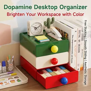 Dopamine Desktop Organizer Box, Drawer-Style Office Desk Storage, Small Shelf for Dormitory, Compact Miscellaneous Item Sorter