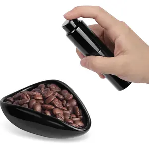 Ceramic Coffee Dosing Cup and 20 ML Spray Bottle Set - Static Reducing Espresso Accessories Kit for Home, Cafe | Professional Espresso Coffee Measuring Cups Tools (Black)