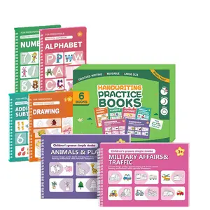 Reusable Magic Groove Practice Book Set, Includes 6 Books and Pens, Kids Letter Number Drawing Practice, Random Pen Color