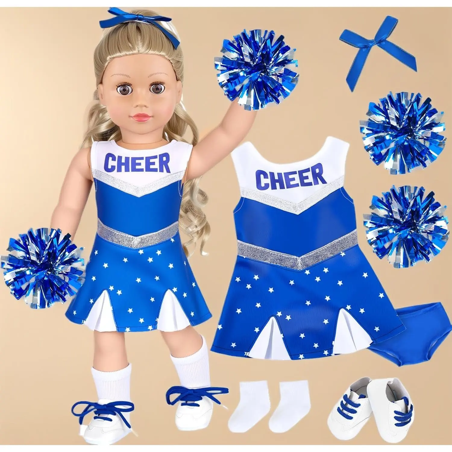 18 Inch Girl Doll Cheer Uniform |   Stylish Cheerleading Outfit Doll Clothes Accessories