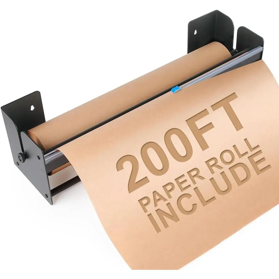 18 Inch Paper Roll Dispenser and Cutter - Heavy-Duty Wall Mountable, Non Slip Tabletop - Kraft, Freezer, Butcher Paper - Up to 300ft Rolls (Black, 18 Inch)