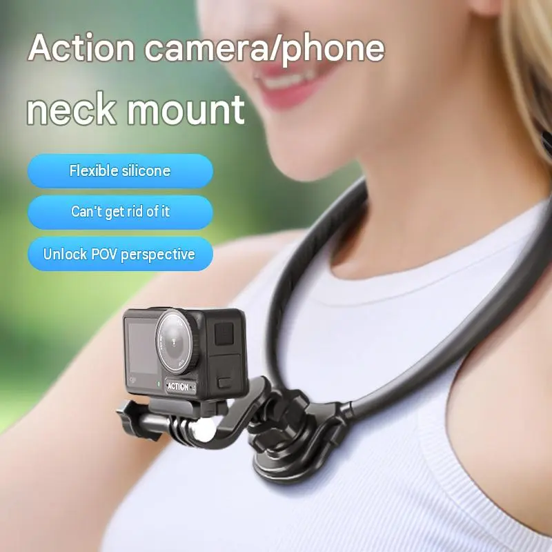 Neck Mount for GoPro, DJI Action and Insta360 Camera Setups, Hands-Free Flexible Chest-Level Holder in Basic Standard or Full Kit Versions
