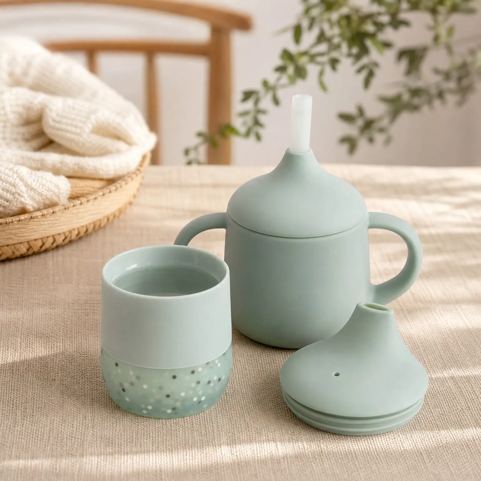 Baby Training Cup & Sippy Cup Set | 4 Months+ | Baby-Led Weaning Essential | Gift for Infants | Mint Cup Set, 2 PackGift